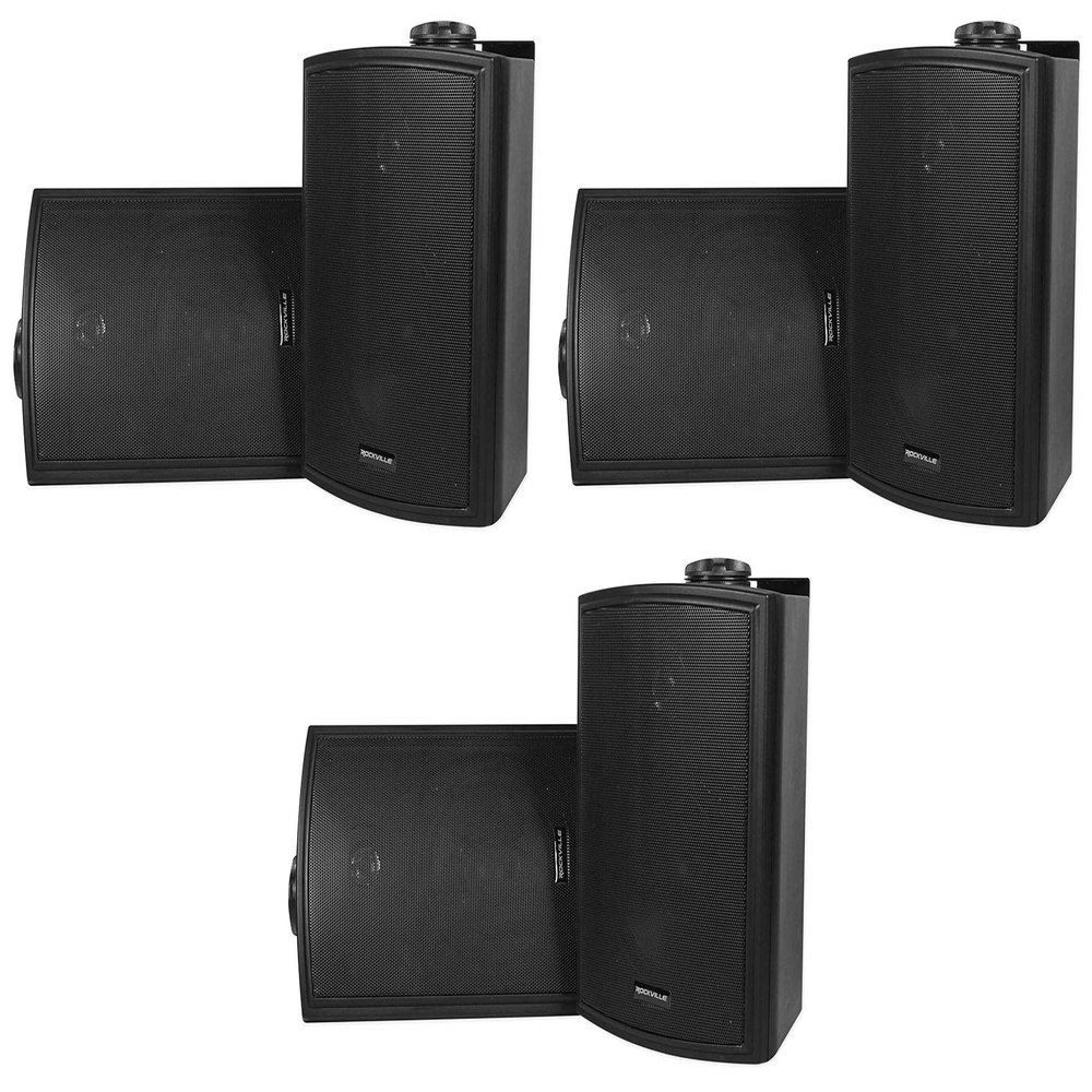 Rockville HP5S BK 5.25 in 420W Peak/ 140W RMS Outdoor/Indoor Wall Mount Speakers, IPX44 Weatherproof, Swivel Brackets, for Patio, Home, or Commercial Use, 6-Pairs