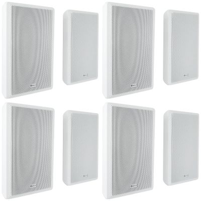 Rockville (8) RockSlim 70W White 5.25" 70v Commercial Restaurant Wall Speakers