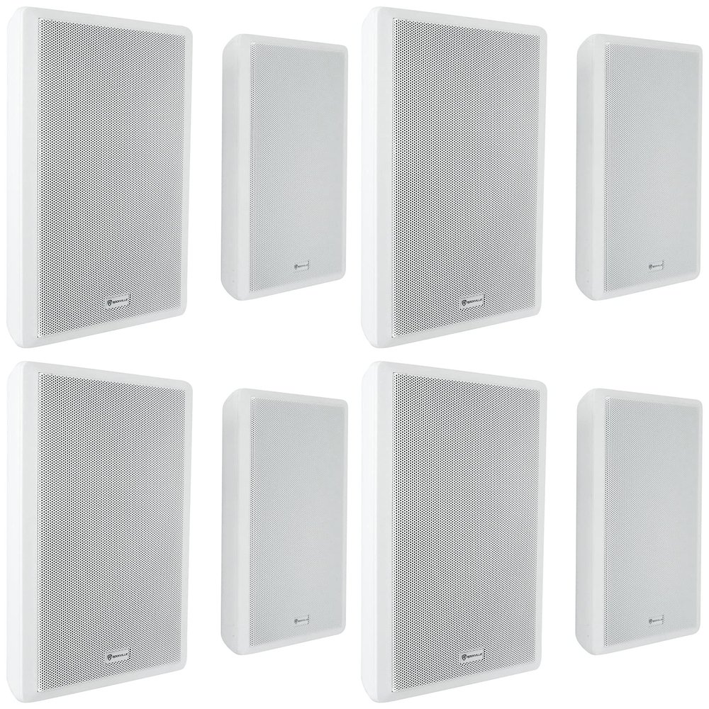 Rockville (8) RockSlim 70W White 5.25" 70v Commercial Restaurant Wall Speakers
