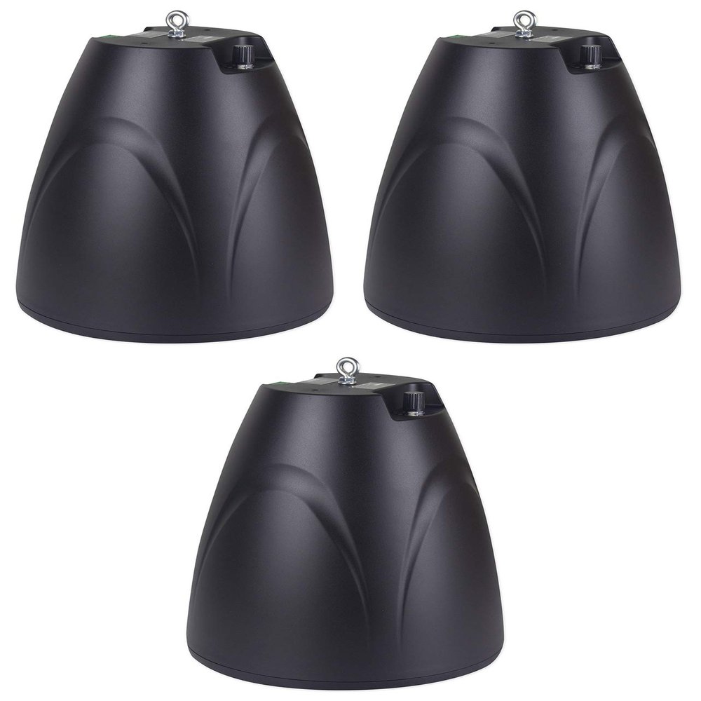 Rockville PEN-65T Black 6.5 in 70V Hanging Pendant Speakers, Full Range Sound for High Ceilings and Open Spaces, Easy Mount Design for Office/Bar/Cafe, 3-Piece