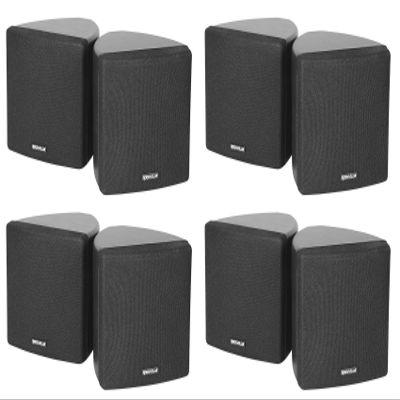 Rockville Cube Black 30W RMS 3.5 in Home Theater Wall Speakers, 8 Ohm, 360-Degree Swivel Brackets, True 2-Way Audio, Compact Design, for Home Theater and Surround Sound, 8-Piece