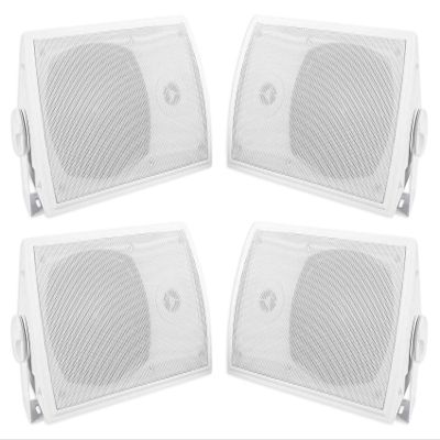Rockville HP5S-8 5.25 Inch Outdoor Indoor Home Theater Speaker with Swivel Bracket, Weather Resistant Design, Clear Full Range Sound, for Homes Patios and Entertainment Spaces, 2-Pairs