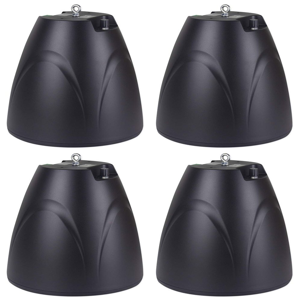 Rockville PEN-65T 6.5 in 70V Hanging Pendant Speakers Black, Wide Dispersion, Multi-Tap Transformer, Suspension Hardware Included, for Restaurants Bars and Retail, 4-Piece