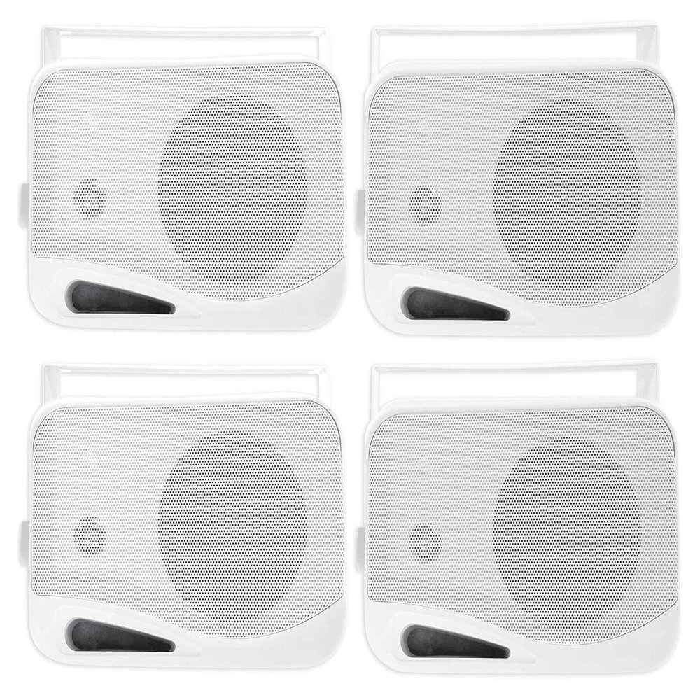 Rockville HP4S-8 4-in 360W Peak / 120W RMS Outdoor/Indoor Speakers, 8 Ohm, IPX44 Weather-Resistant, Swivel Brackets, Removable Paintable Grills, for Patio and Home Audio, 4-Piece