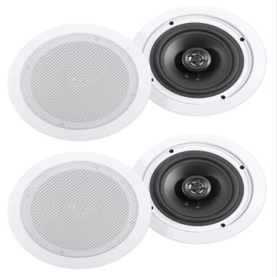 Rockville HC655 6.5" 2-Way 500-Watt in-Ceiling Home Theater Speakers 8-Ohm, Paintable Flush Grills, Mylar Dome Tweeter, 4-Piece