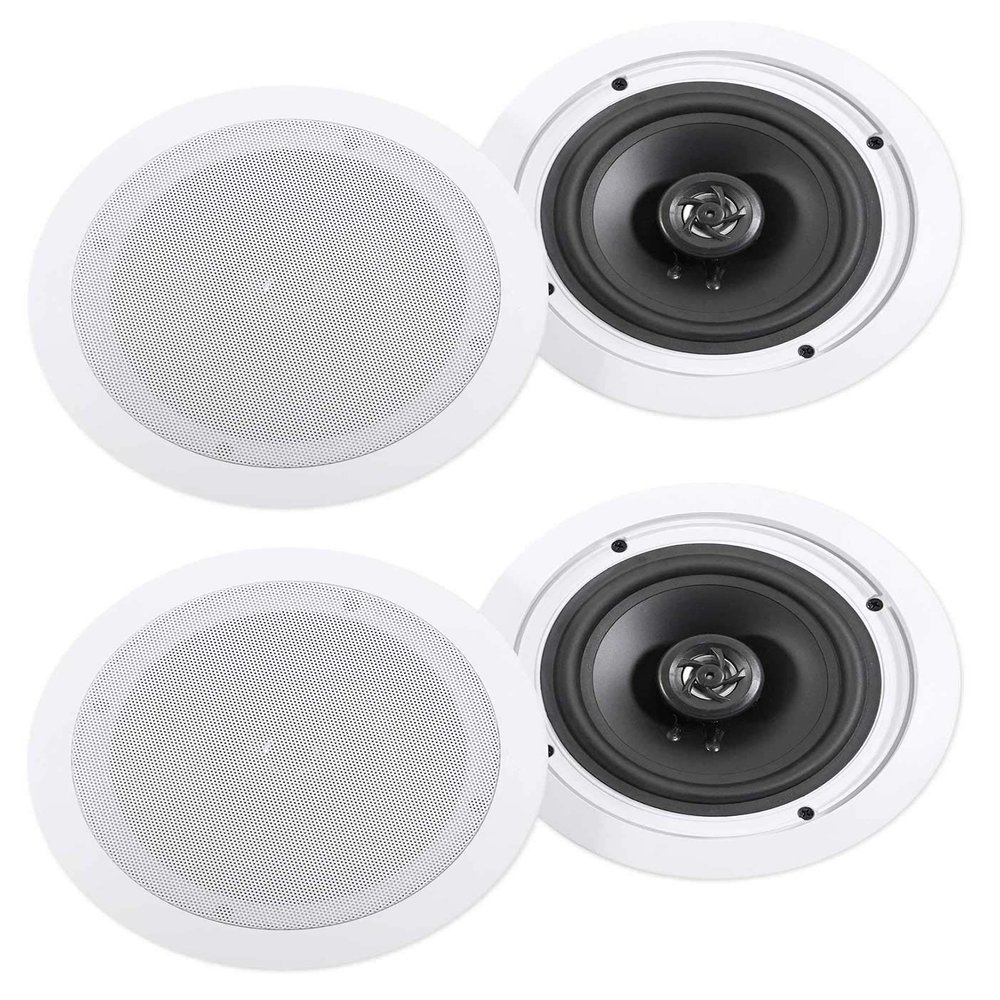 Rockville HC655 6.5" 2-Way 500-Watt in-Ceiling Home Theater Speakers 8-Ohm, Paintable Flush Grills, Mylar Dome Tweeter, 4-Piece