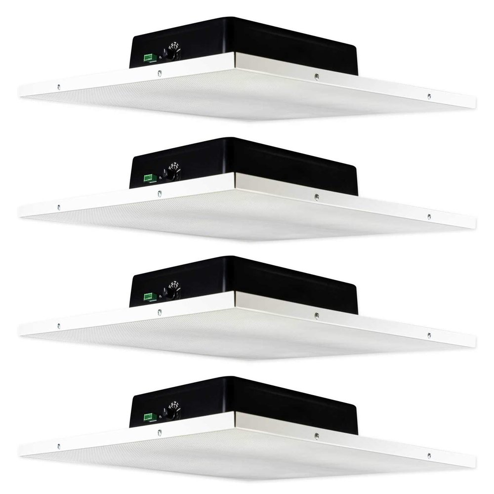 Rockville DCS8T 8 in 70V Commercial Drop Ceiling Tile PA Speaker, 30-Watt RMS 8 Ohm, 170Hz-17kHz Frequency Response, Metal Grille, for Office/Restaurant Business Installations, 4-Piece