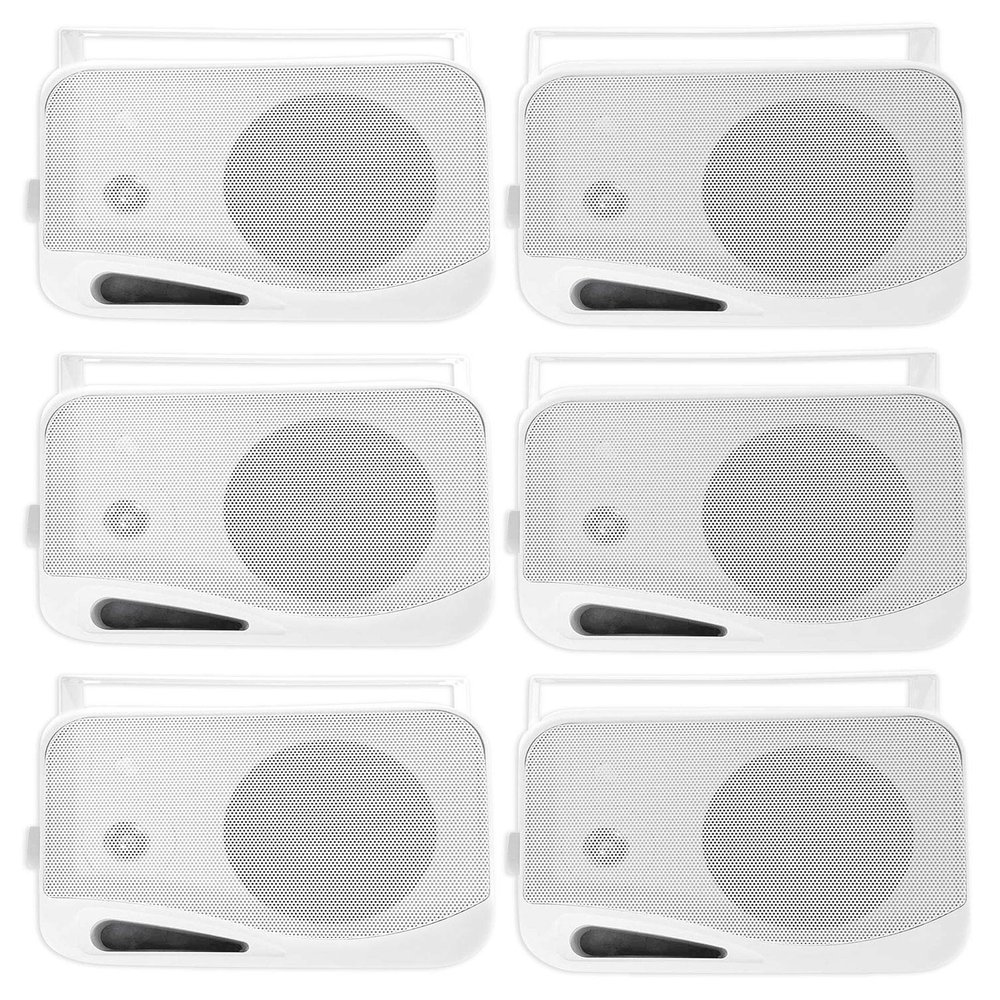Rockville HP4S-8 4-in 8 Ohm Outdoor/Indoor Home Theater Speakers, Swivel Bracket Mount, Weather Resistant, for Patios, Decks, Garages and Living Rooms, 6-Piece