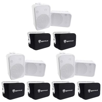 Rockville (6 HP65S 6.5" Outdoor/Indoor Home Theater Speakers w/Swivel Bracket Bundle with (6) RWBC65S Neoprene Covers for Select 6.5" Outdoor/Patio/Boat Speakers (12 Items)
