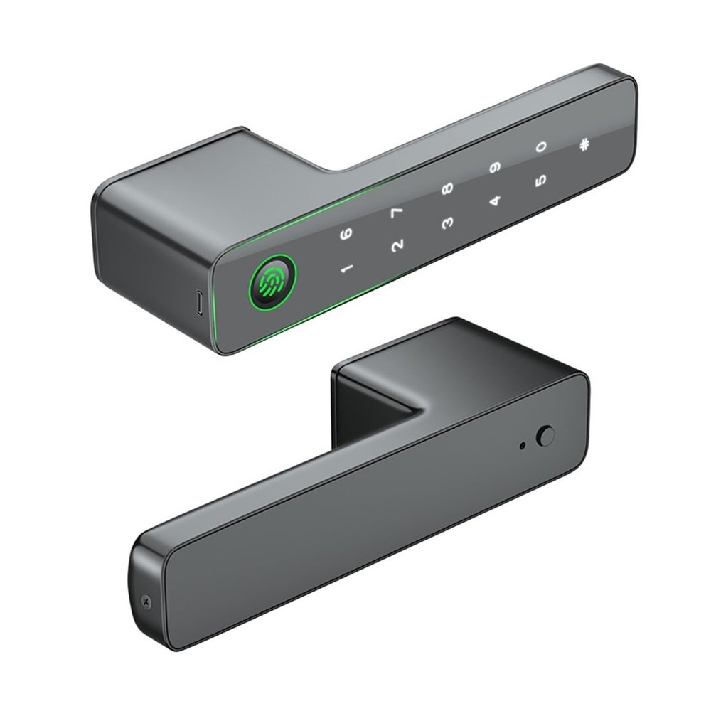 HAvern Smart Lock Biometric Fingerprint Password Key Unlocking Smart Electronic Lock Mirror Touch Screen Mute Lock (Color : Gray)