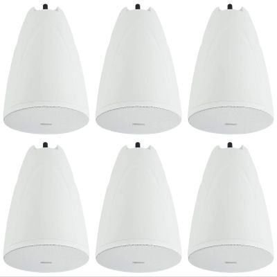 Rockville PEN-65T White 6.5" 70V/100V/8-Ohm Hanging Pendant Speakers, Crisp Audio, Simple Setup, Sturdy Design, Perfect for Offices and Cafes (6 Item)