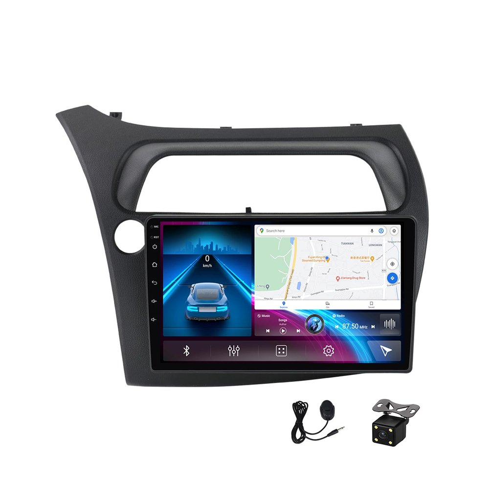 Plusfish Android 12 Car Stereo Radio Audio MP5 Player with Navigation 9 Inch Touchscreen Stereo for Honda Civic 2006~2011 Support 4G/WiFi/FM/SWC/DSP/Auto/Carplay,Lhd,4G WiFi 2G+32G