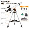 Telescope 70 mm Aperture 700 mm Refractor Portable Telescope for Adults Beginners for Viewing Moon Planets Stargazing with Tripod Phone Adapter Carrying Bag view 3