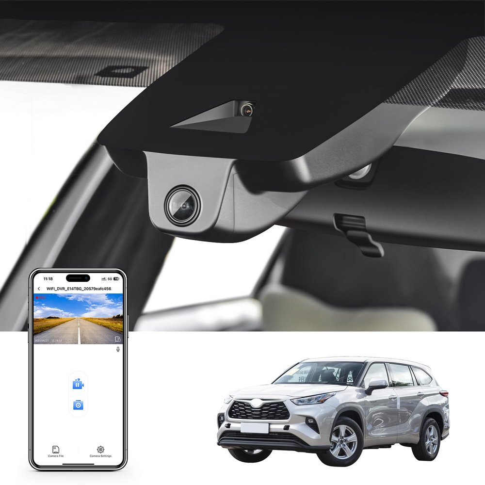 4K Dash Cam custom fit for Toyota Highlander & Hybrid Gen4 UX70 2020 2021 2022 2023 2024 2025 2026(Model A), E Limited L XLE XSE Platinum, Integrated OEM Look,UHD 2160P Video, App & WiFi, 64GB Card