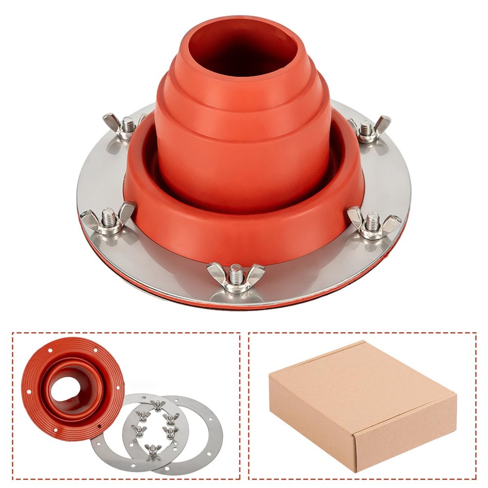 Tceapoo Tent Stove Jack Kit, Silicone High Temp Flexible Roof Jack Pipe Boot Metal Roofing Pipe Flashing for Bell Tent,Yurt,Wood Burner,Travel Stove (Pipe OD 1 3/4"-3 1/4")