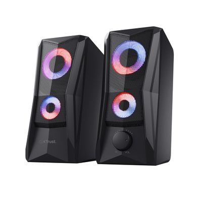 Trust Gaming GXT 606B Javv PC Gamer 2.0 Speaker with RGB LED Lighting, 12W (6W RMS), USB Power, 3.5 mm Jack, Compact Speaker System, Computer/Laptop - Black