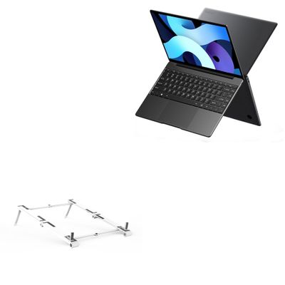 BoxWave Stand and Mount Compatible with Chuwi CoreBook X14 - Pocket Aluminum Stand 3-in-1, Portable Multi Angle Viewing Riser - Metallic Silver