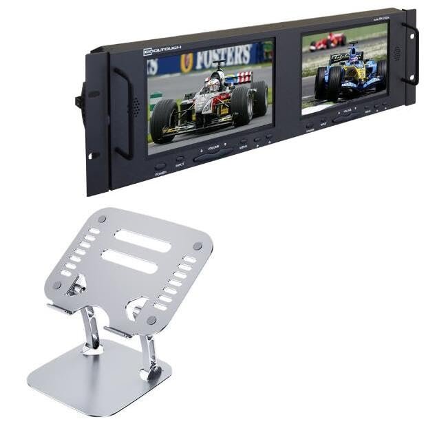 BoxWave Stand and Mount Compatible with Cooltouch RX-702A - Executive VersaView Laptop Stand, Ergonomic Adjustable Viewing Angle Metallic Riser - Metallic Silver
