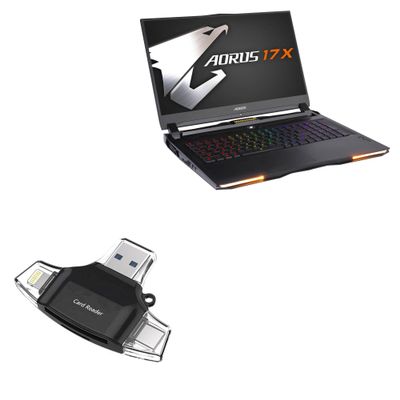 BoxWave Smart Gadget Compatible with AORUS 17X (2023) - AllReader SD Card Reader, microSD Card Reader SD Compact USB - Jet Black