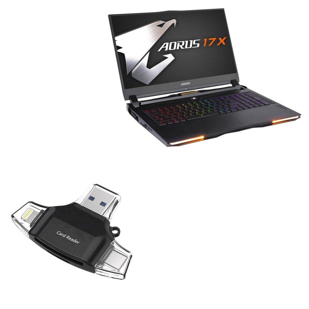BoxWave Smart Gadget Compatible with AORUS 17X (2023) - AllReader SD Card Reader, microSD Card Reader SD Compact USB - Jet Black