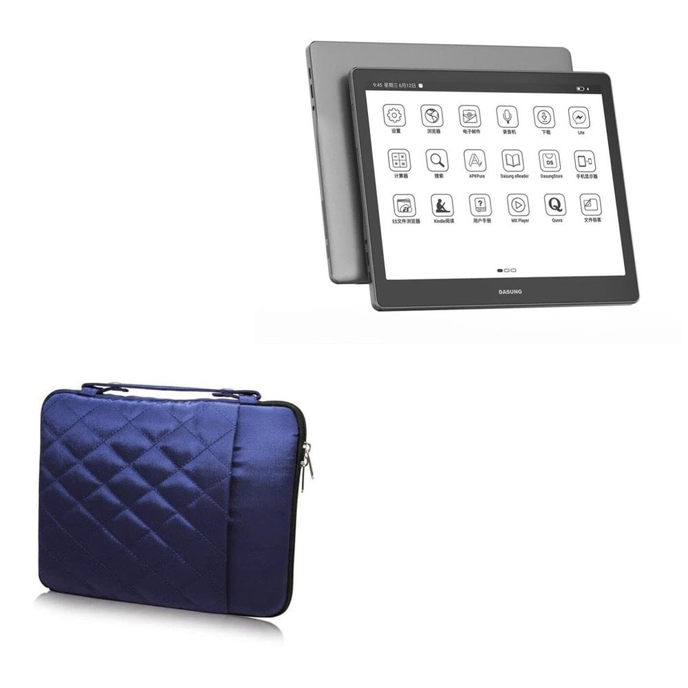 BoxWave Case Compatible with Dasung Not-eReader 103 (EP1030312) - Quilted Carrying Bag, Soft Synthetic Leather Cover w/Diamond Design - Navy