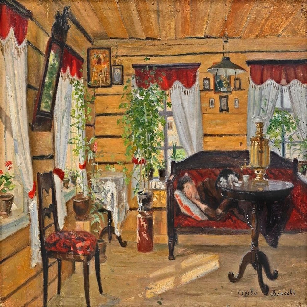 Sergei Vlasov : An Afternoon Nap at the Dacha : Archival Quality Art Print