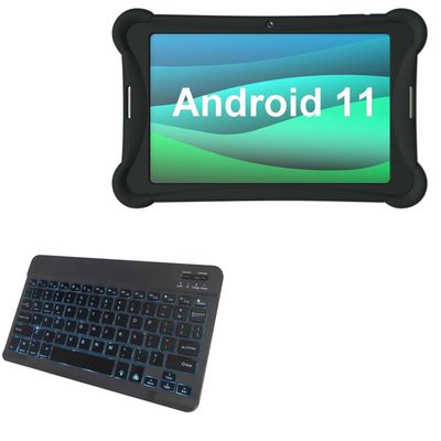 BoxWave Keyboard Compatible with Visual Land Prestige Elite 10QH - SlimKeys Bluetooth Keyboard - with Backlight, Portable Slim LED 7 Colors - Jet Black