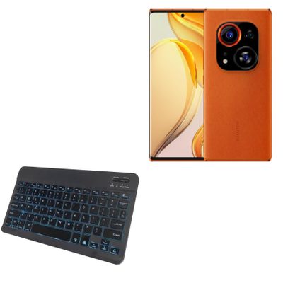 BoxWave Keyboard Compatible with Tecno Phantom X2 Pro - SlimKeys Bluetooth Keyboard - with Backlight, Portable Slim LED 7 Colors - Jet Black