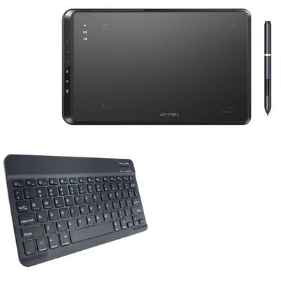 BoxWave Keyboard Compatible with XP-Pen Star 05 - SlimKeys Bluetooth Keyboard, Portable Thin with Chiclet-Style Keys - Jet Black