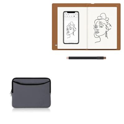 BoxWave Case Compatible with Huion Note - SoftSuit with Pocket, Soft Pouch Neoprene Cover Sleeve Zipper Pocket - Charcoal Grey
