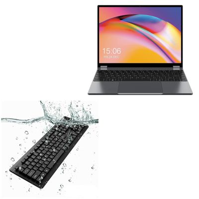 BoxWave Keyboard Compatible with Chuwi FreeBook - AquaProof USB Keyboard, Washable Waterproof Water Resistant - Jet Black