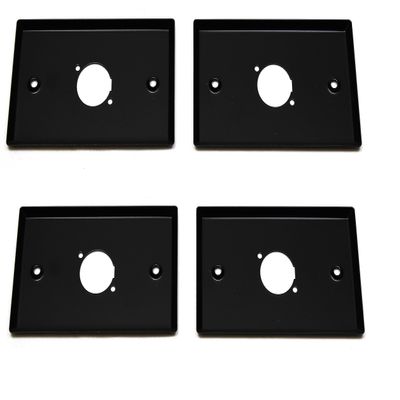 (4) Four Single Gang Blank Wall Plate for One XLR Male or Female Panel Mount D Type Black Steel