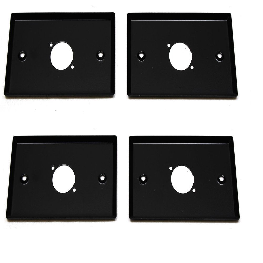 (4) Four Single Gang Blank Wall Plate for One XLR Male or Female Panel Mount D Type Black Steel