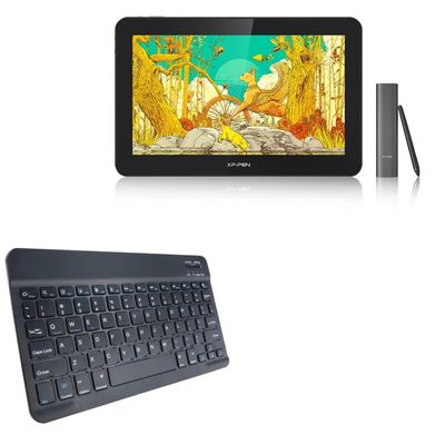 BoxWave Keyboard Compatible with XP-Pen Pro 16TP - SlimKeys Bluetooth Keyboard, Portable Thin with Chiclet-Style Keys - Jet Black