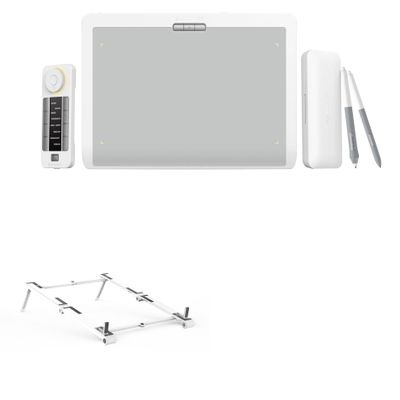 BoxWave Stand and Mount Compatible with Xencelabs Pen Tablet Bundle SE (Medium) - Pocket Aluminum Stand 3-in-1, Portable Multi Angle Viewing Riser - Metallic Silver