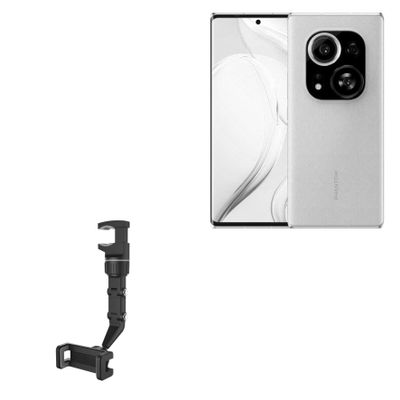 BoxWave Car Mount Compatible with Tecno Phantom X2 Pro - Rearview Mirror Car Mount, Rear View Mirror Adjustable GPS Car Mount - Jet Black