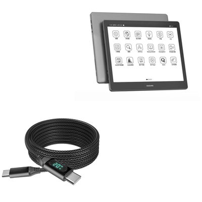 BoxWave Cable Compatible with Dasung Not-eReader 103 (EP1030312) - PowerDisplay PD Cable (6ft) - USB-C to USB-C (100W), LED Wattage Info Extra Long Braided Nylon - Jet Black