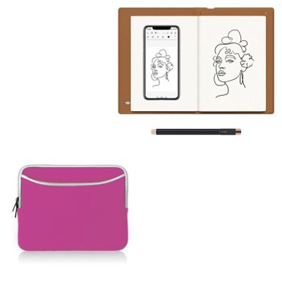 BoxWave Case Compatible with Huion Note - SoftSuit with Pocket, Soft Pouch Neoprene Cover Sleeve Zipper Pocket - Flamingo Pink