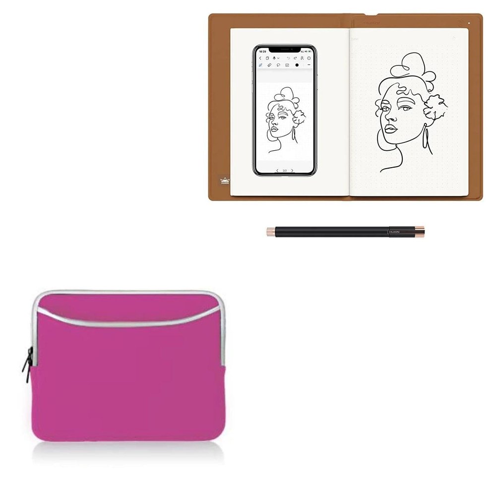 BoxWave Case Compatible with Huion Note - SoftSuit with Pocket, Soft Pouch Neoprene Cover Sleeve Zipper Pocket - Flamingo Pink