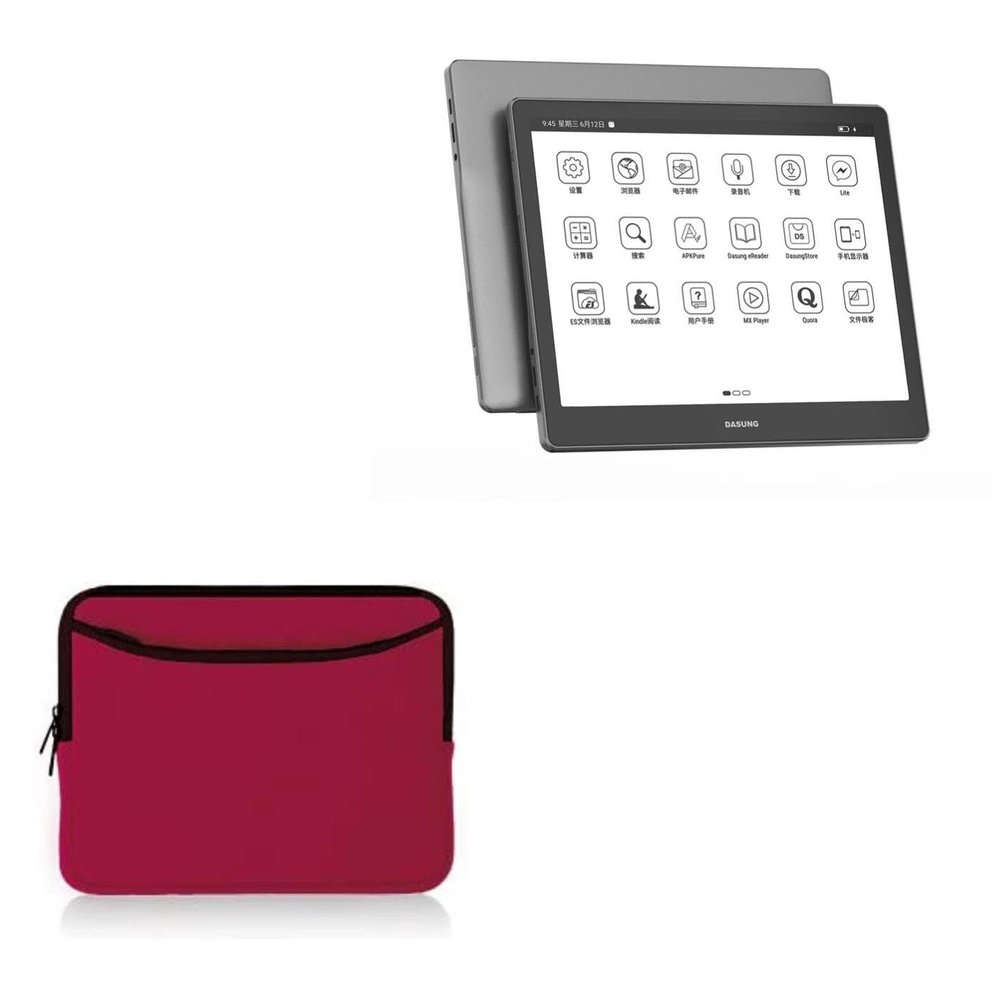 BoxWave Case Compatible with Dasung Not-eReader 103 (EP1030312) - SoftSuit with Pocket, Soft Pouch Neoprene Cover Sleeve Zipper Pocket - Crimson Red