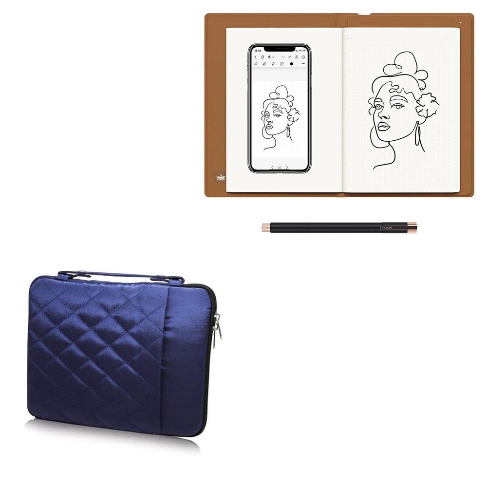 BoxWave Case Compatible with Huion Note - Quilted Carrying Bag, Soft Synthetic Leather Cover w/Diamond Design - Navy