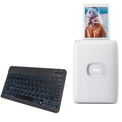 BoxWave Keyboard Compatible with Fujifilm Instax mini Link 2 - SlimKeys Bluetooth Keyboard - with Backlight, Portable Slim LED 7 Colors - Jet Black