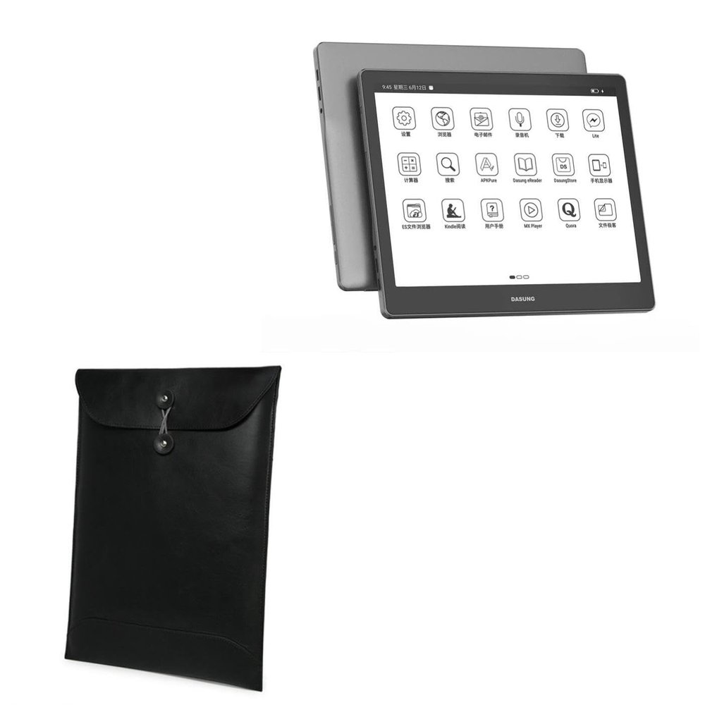 BoxWave Case Compatible with Dasung Not-eReader 103 (EP1030312) - Nero Leather Envelope, Leather Wallet Style Flip Cover