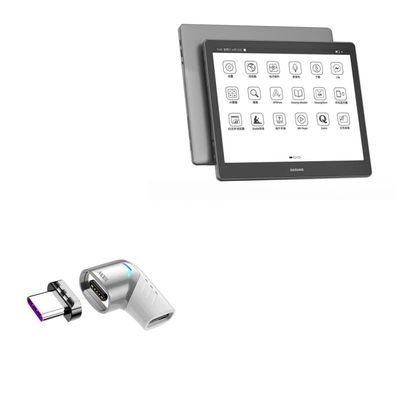 BoxWave Adapter Compatible with Dasung Not-eReader 103 (EP1030312) - MagnetoSnap PD Angle Adapter, Magnetic Charging Connector Device Saver - Metallic Silver
