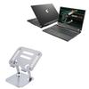 BoxWave Stand and Mount Compatible with AORUS 17G - Executive VersaView Laptop Stand, Ergonomic Adjustable Viewing Angle Metallic Riser - Metallic Silver view 1