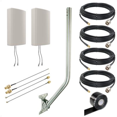 Proxicast 4x4 MIMO Cross-Polarized Antenna Bundle: 25 ft Cables + U.FL Adapters + Stainless Mount + Free Silicone Tape (ANT-129-001-4x4-25)