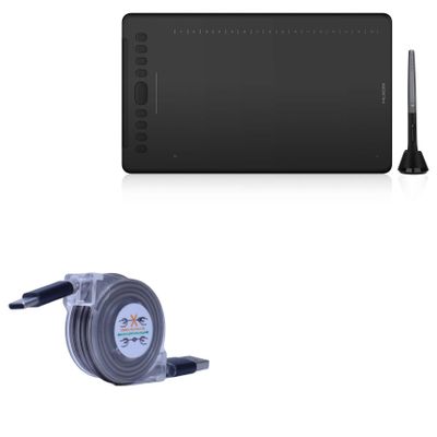 BoxWave Cable Compatible with Huion Inspiroy H1161 - miniSync - USB-A to USB Type-C, Retractable Cable 5 Pre-Set Lengths Avoid Tangles