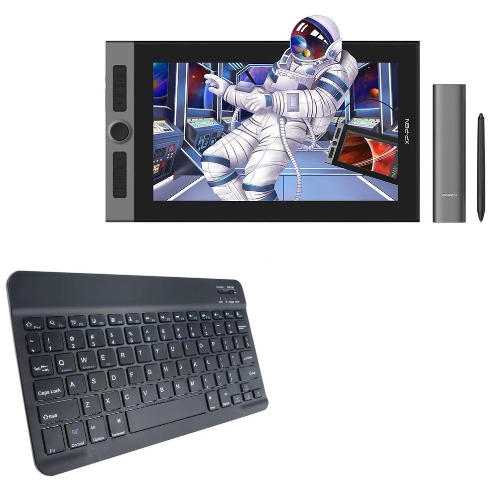 BoxWave Keyboard Compatible with XP-Pen Pro 16 - SlimKeys Bluetooth Keyboard, Portable Thin with Chiclet-Style Keys - Jet Black