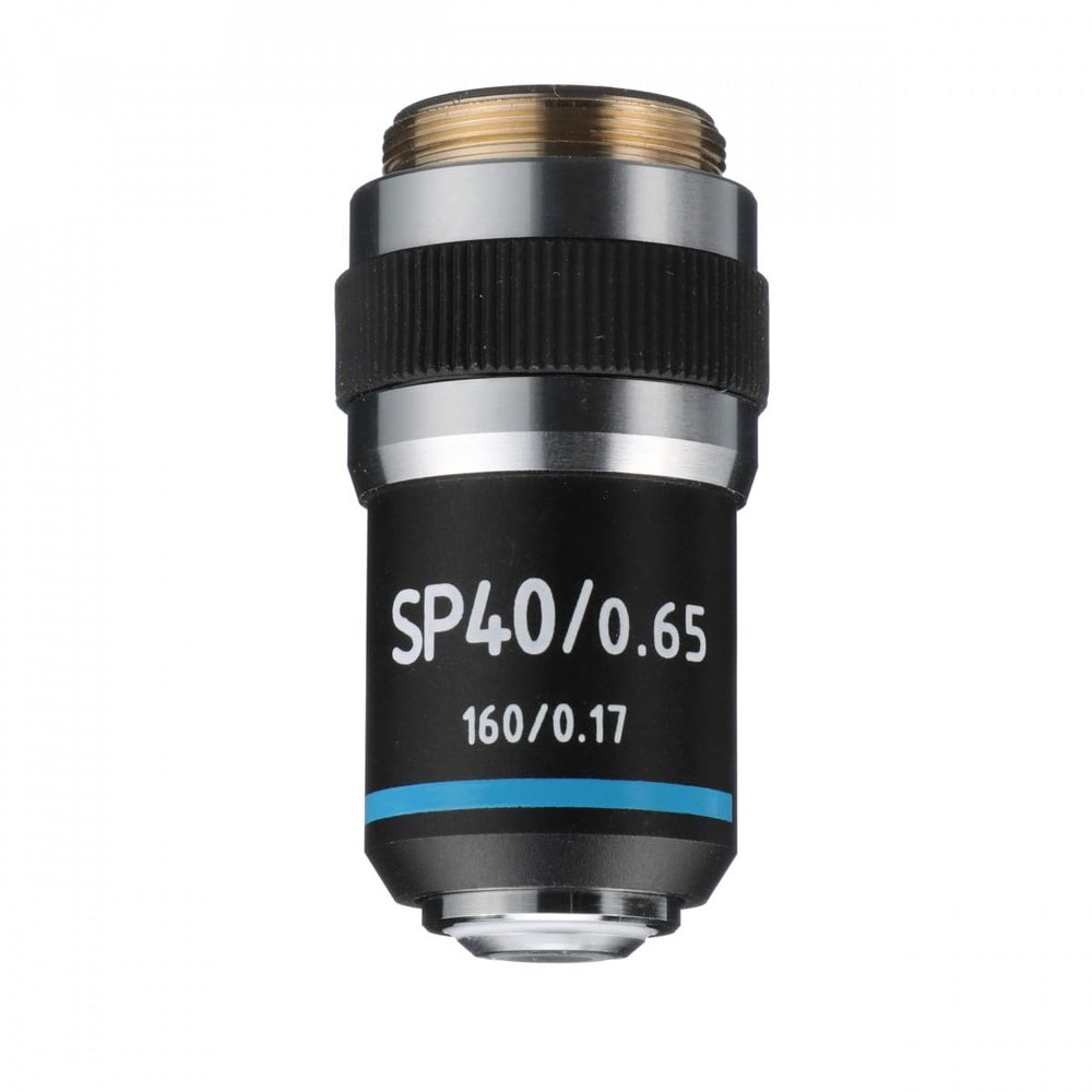 Accu-Scope Microscope Objective, 40xR DIN Semi Plan Achromat - N.A. 0.65-0.38mm Working Distance 160mm Length Fits EXC-120 Series Microscopes