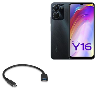 BoxWave Cable Compatible with vivo Y16 - USB Expansion Adapter, Add USB Connected Hardware to Your Phone